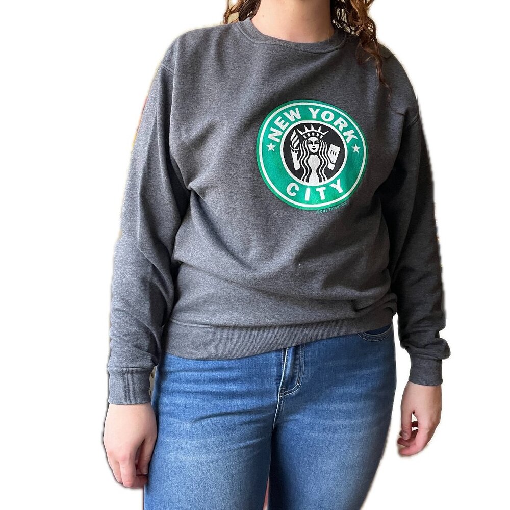 🔥 City Thredz | Dark Gray New York City Starbucks Graphic Sweatshirt Large